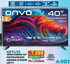 ONVO 400VF4000AF 40 İNÇ FHD FRAMELESS ANDROID 13 SMART LED TV AKILLI TELEVİZYON